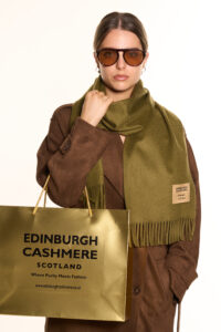 Close-up of pure Scottish cashmere scarves highlighting fine texture and luxurious softness