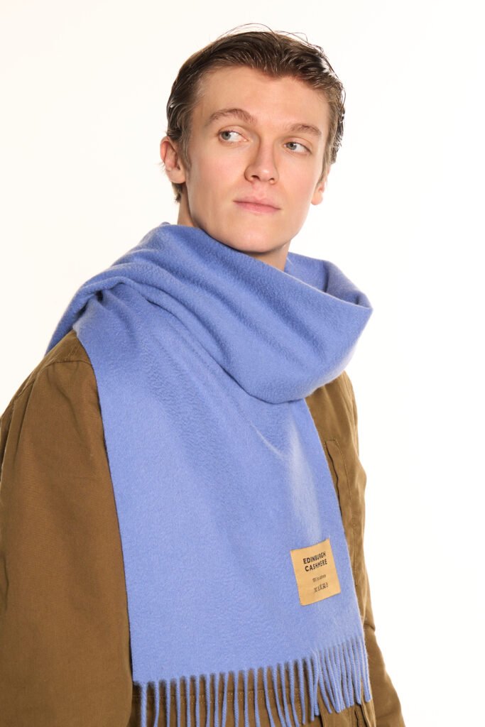 Edinburgh Cashmere DC Scott Cashmere Scarf worn as the evening